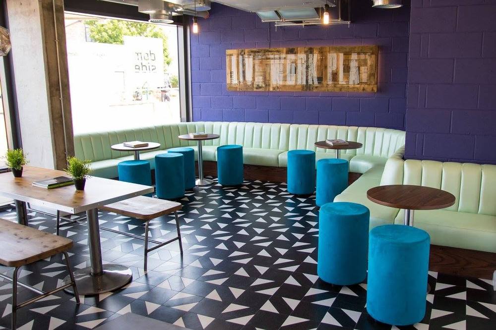 Fluted banquette seating