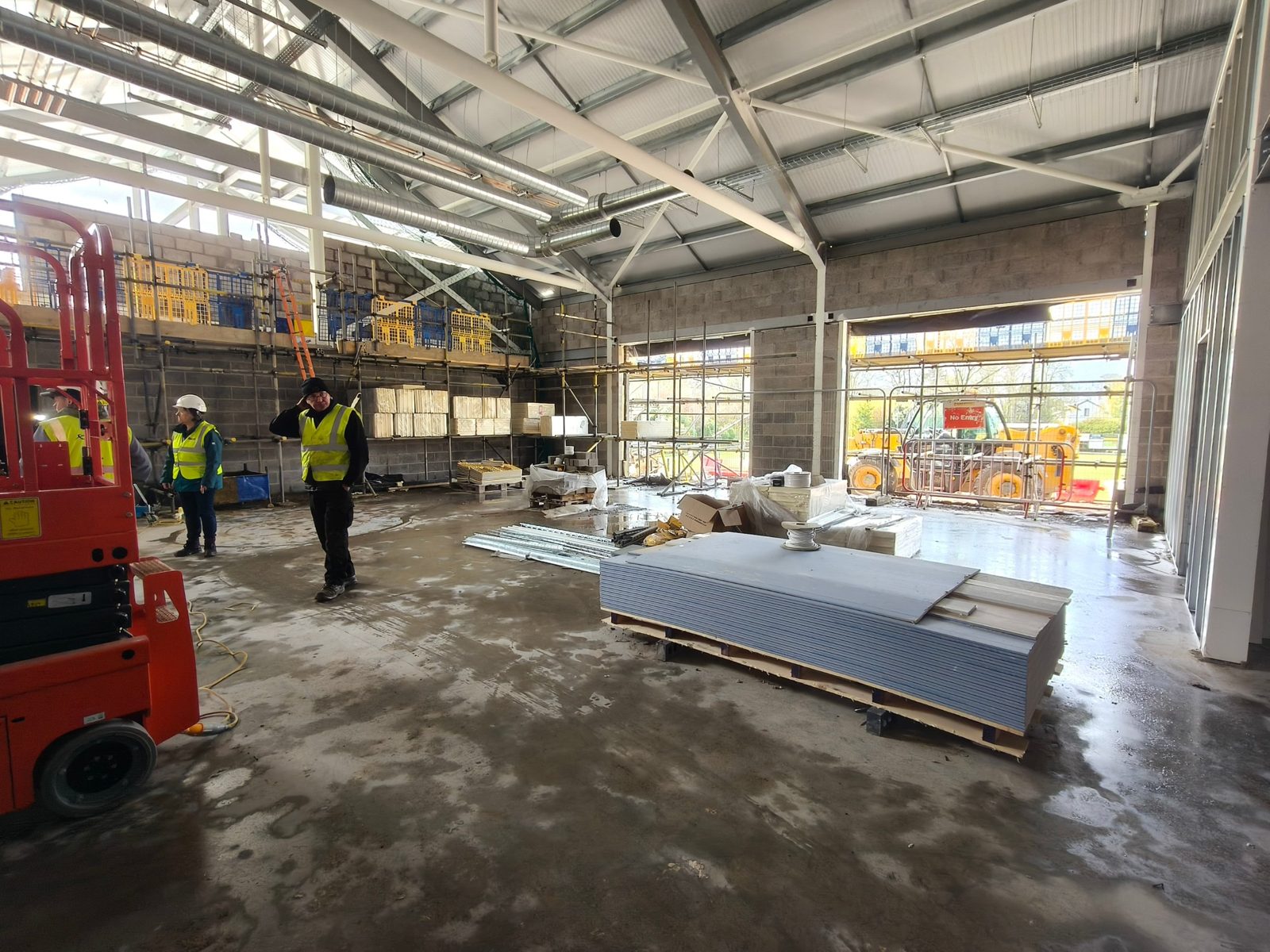Steel frame and blockwork inside the new club building