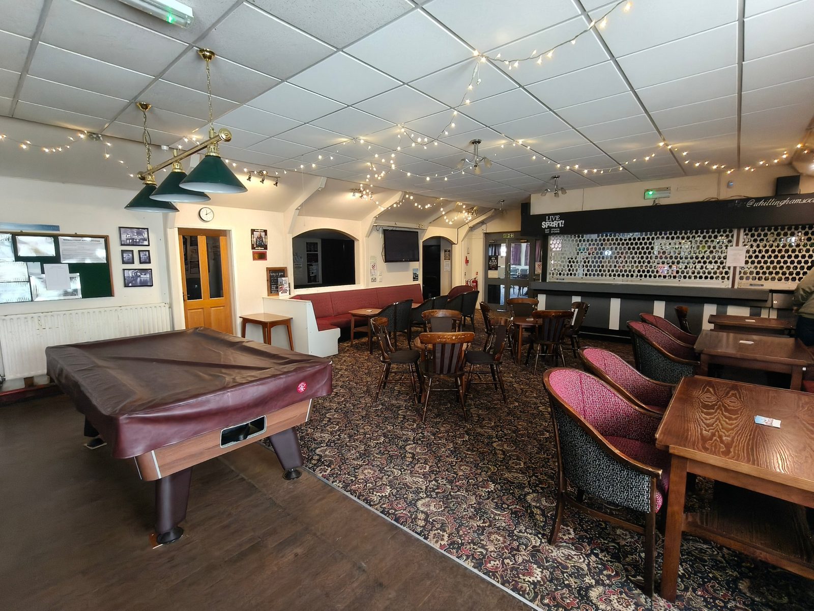 Old clubhouse bar and pool table before the move